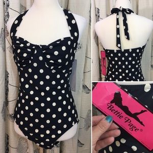 NWT Bettie Page Swimsuit Retro Pinup Polka Dot